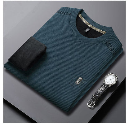 Herren Pullover Modern Rundhals mit Kontrastkragen