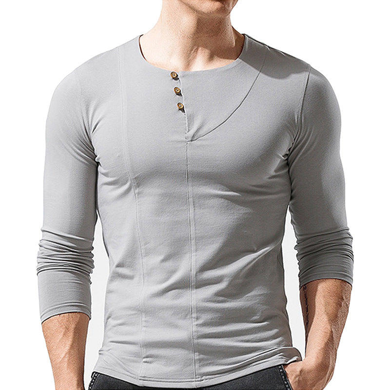 Herren Langarmshirt Modern Knopfdetail Elegante Optik