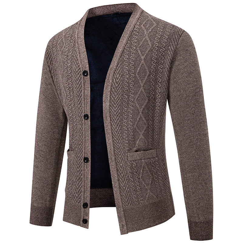 Herren Strickjacke Strukturiert Knopfverschluss Modern