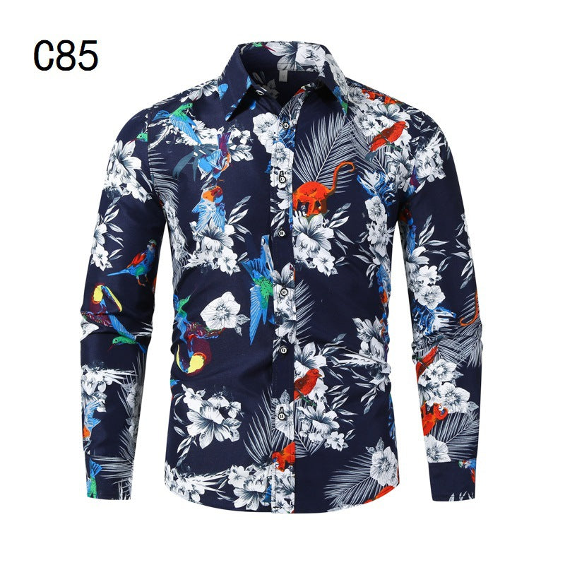Herren Hemd Langarm Modern Floral Style
