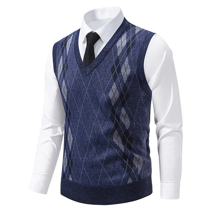 Herren Pullover V-Ausschnitt Argyle Muster Modern