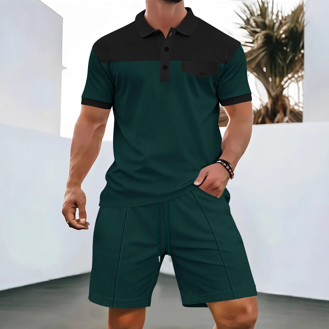 Herren Poloshirt Shorts Set Karomuster Sommer Modern - BerlinGlamour