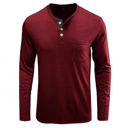 Herren Langarmshirt Knopfleiste Modern Elegant