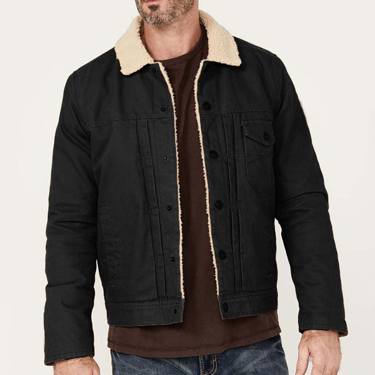 Herren Denimjacke Sherpa Futter Warm Modern - BerlinGlamour
