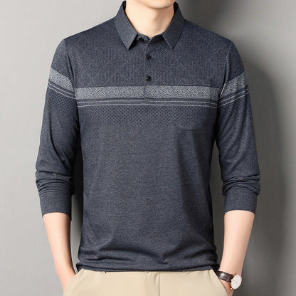 Herren Poloshirt Langarm Strukturiert Modern Berlin
