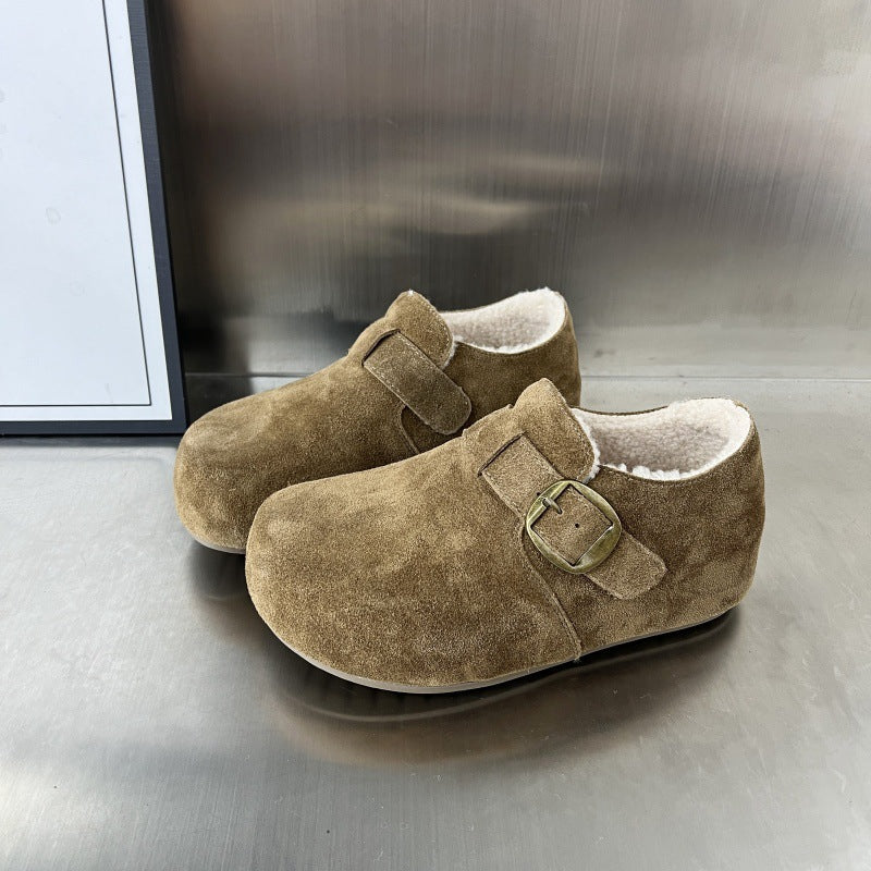 Damen Clogs Warm mit Fleece Innenfutter und Schnalle