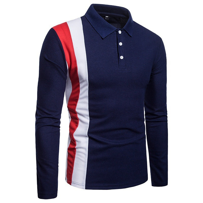 Herren Poloshirt Langarm Modern Farbblock Komfortschnitt
