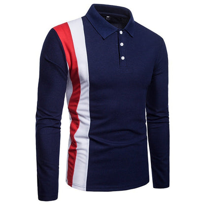 Herren Poloshirt Langarm Modern Farbblock Komfortschnitt