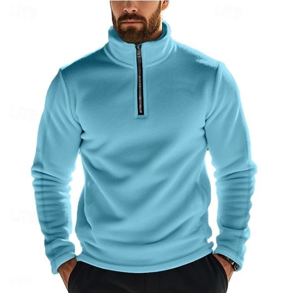 Herren Fleece Pullover Warm Halbhoch Reißverschluss