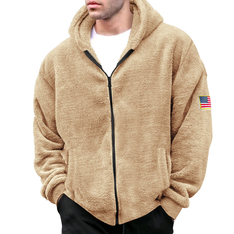 Herren Fleece Hoodie Kapuze Reißverschluss Warm