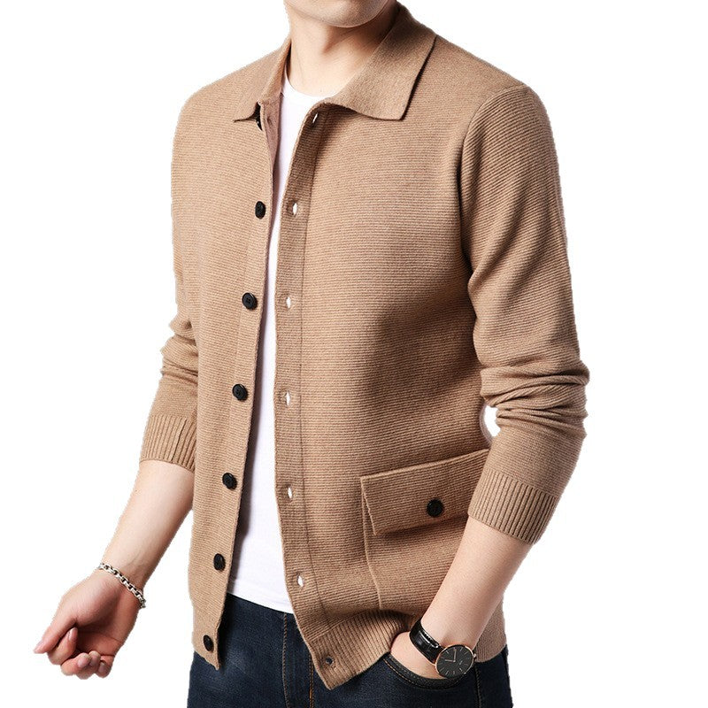 Herren Cardigan Lässig mit Taschen und Knopfverschluss