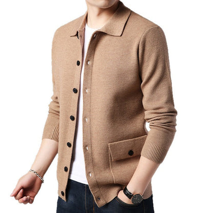 Herren Cardigan Lässig mit Taschen und Knopfverschluss