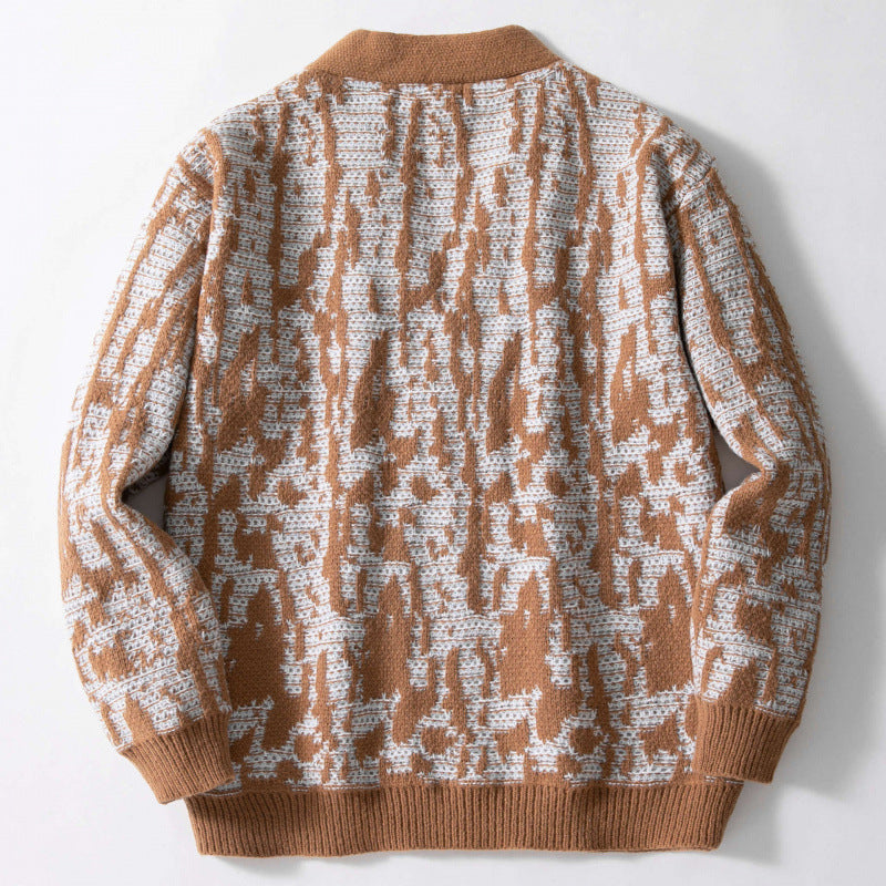 Herren Strickcardigan Modern mit V-Ausschnitt und Muster