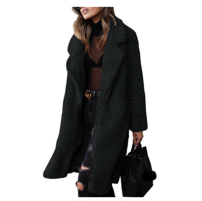 Damen Teddy-Mantel Weich Großzügig mit Taschen