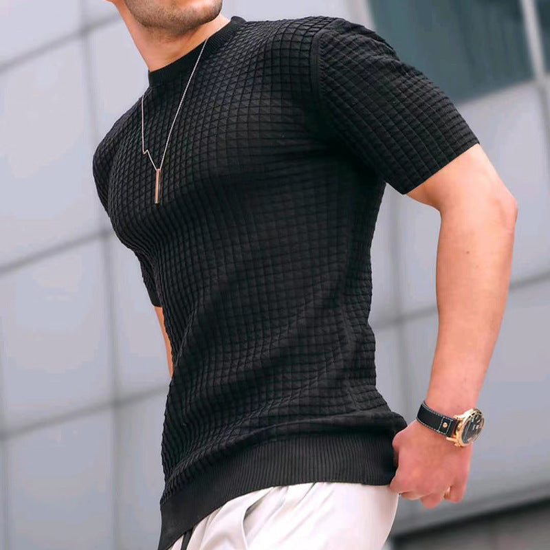 Herren Fitness-T-Shirt Atmungsaktiv Strukturiert Sportlich