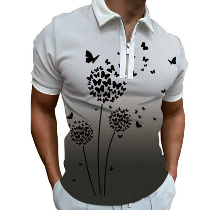 Herren Poloshirt Modern Grafisches Muster Reißverschluss - BerlinGlamour