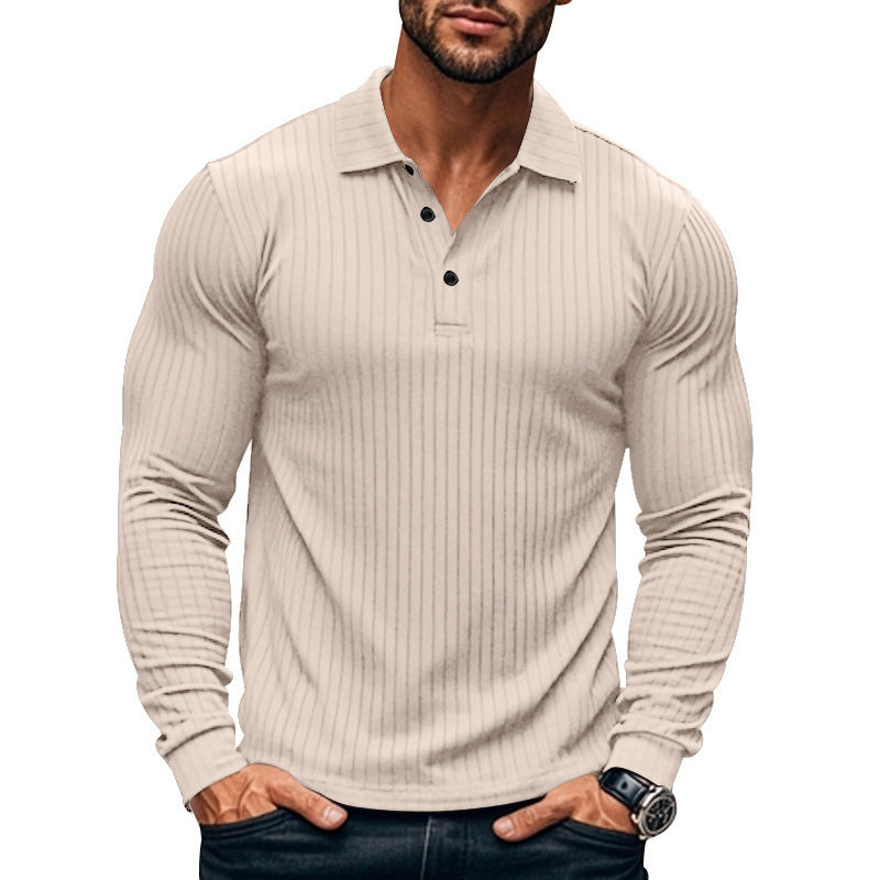 Herren Langarmshirt mit Rippenmuster Elegant Grau