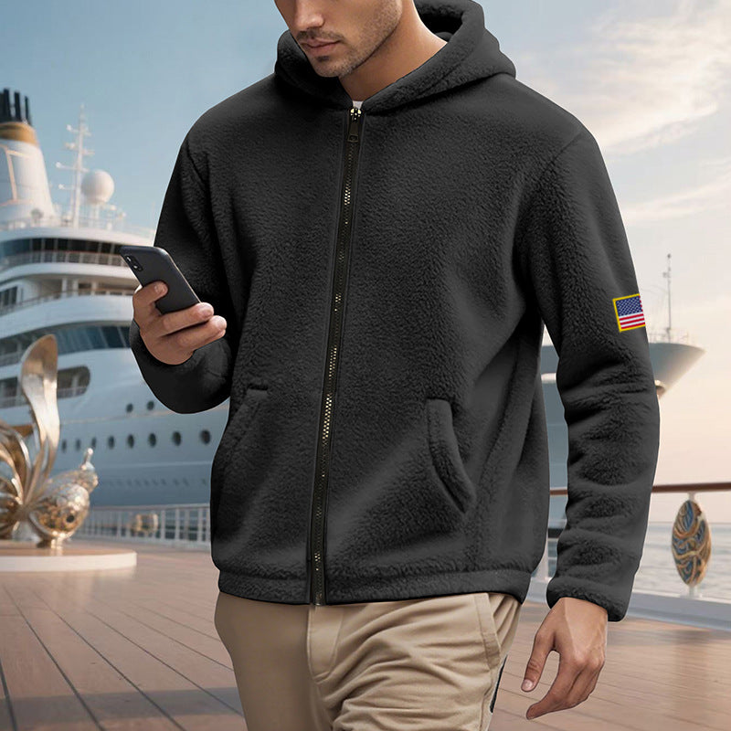 Herren Fleecejacke Reißverschluss Taschen Warm