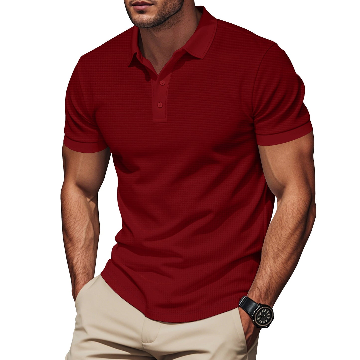 Herren Poloshirt Komfort Design Strukturiert Modern