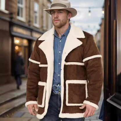 Lederbikerjacke Herren Lammfell Gefüttert Warm