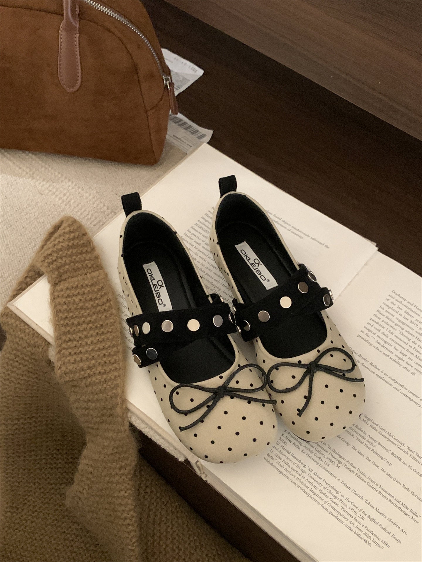 Damen Ballerinas Schleifen-Design Modisch Riemen