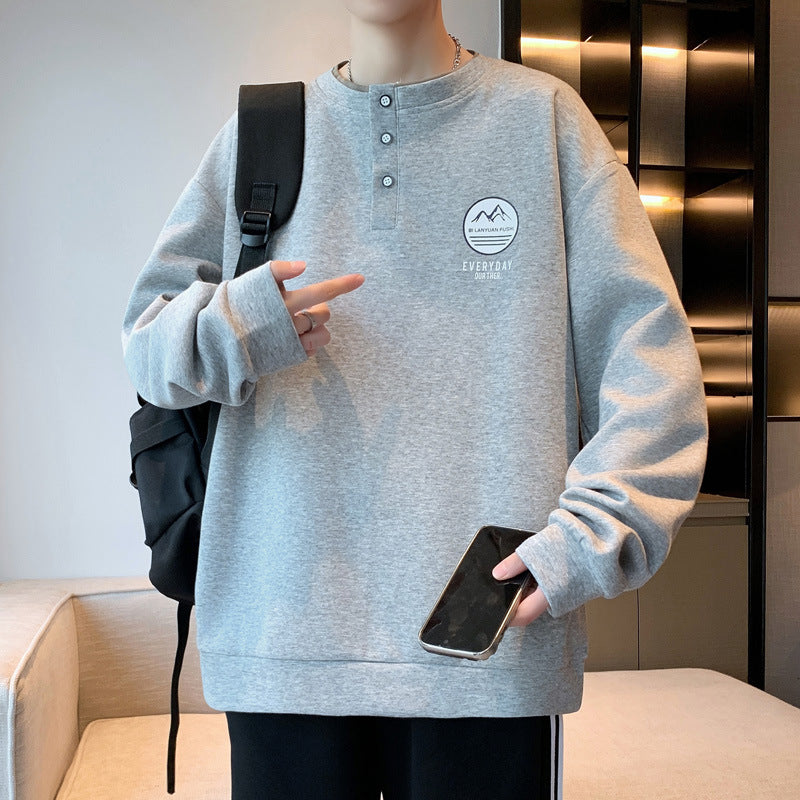 Herren Pullover Langarm Lässig mit Knopf Berlin Style