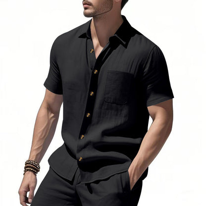 Herren Kurzarmhemd Leicht Mit Brusttasche Sommer