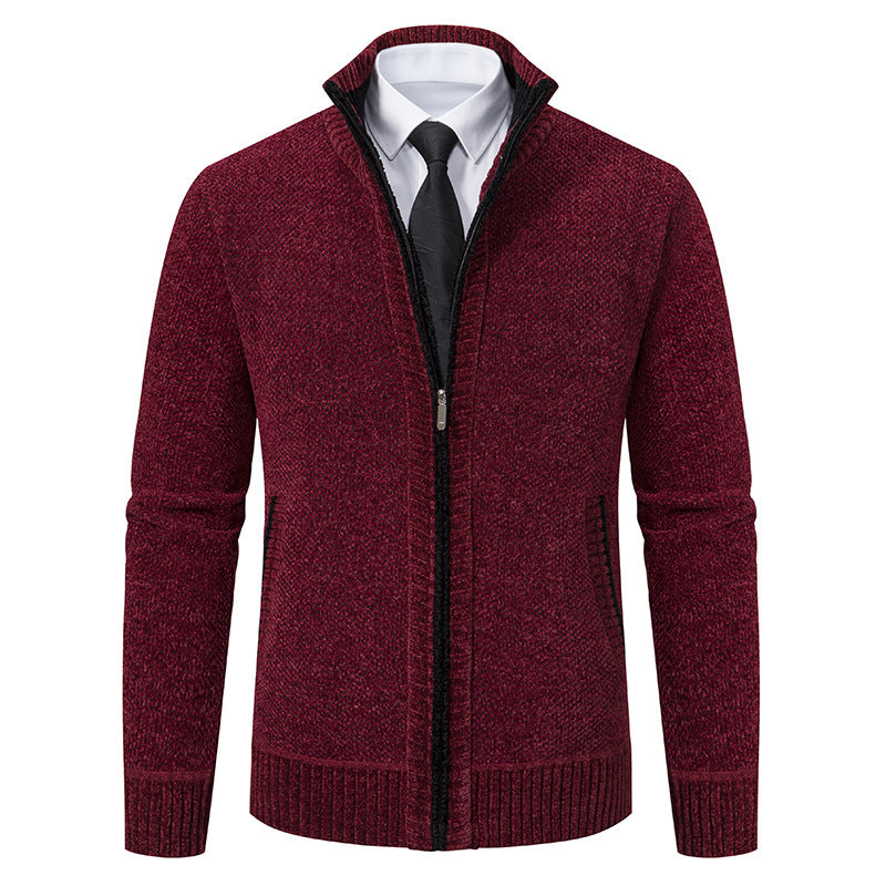 Herren Strickjacke Modern Elegante Reißverschluss Kragen
