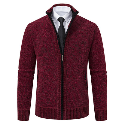 Herren Strickjacke Modern Elegante Reißverschluss Kragen