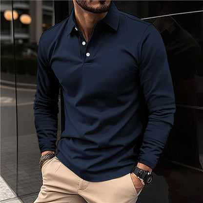Herren Poloshirt Langarm Modern Kragen Baumwolle Qualität