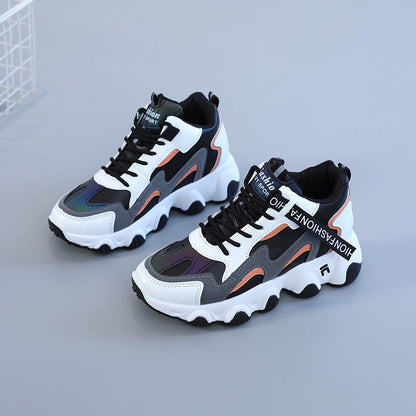 Damen Sneaker Sportlich Metallic Schuhe Bequem Laufsohle