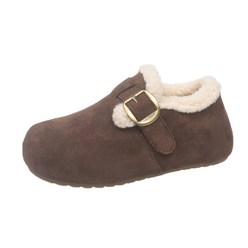 Damen Hausschuhe Warm Plüschig mit Riemen Modern