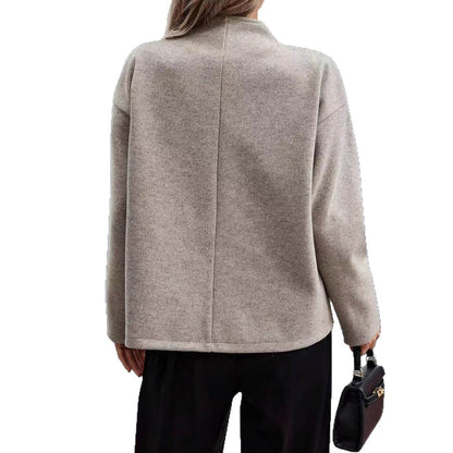 Damen Wolljacke Elegante Modisch Doppelknopf