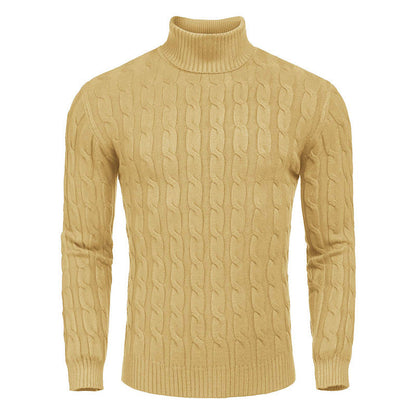Herren Rollkragenpullover Zopfmuster Modern Schwarz