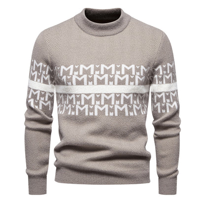 Herren Pullover Strick Zopfmuster Stehkragen Modern