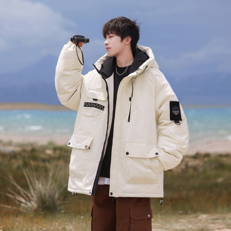 Herren Outdoor-Jacke Isoliert Wasserdicht mit Taschen und Verstellbarer Kapuze