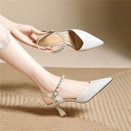 Damen Slingback Pumps Glitzer Schuhe Elegant Hochhackig
