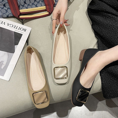Damen Ballerinas Elegante Schuhe mit Quadrat Detail Modern