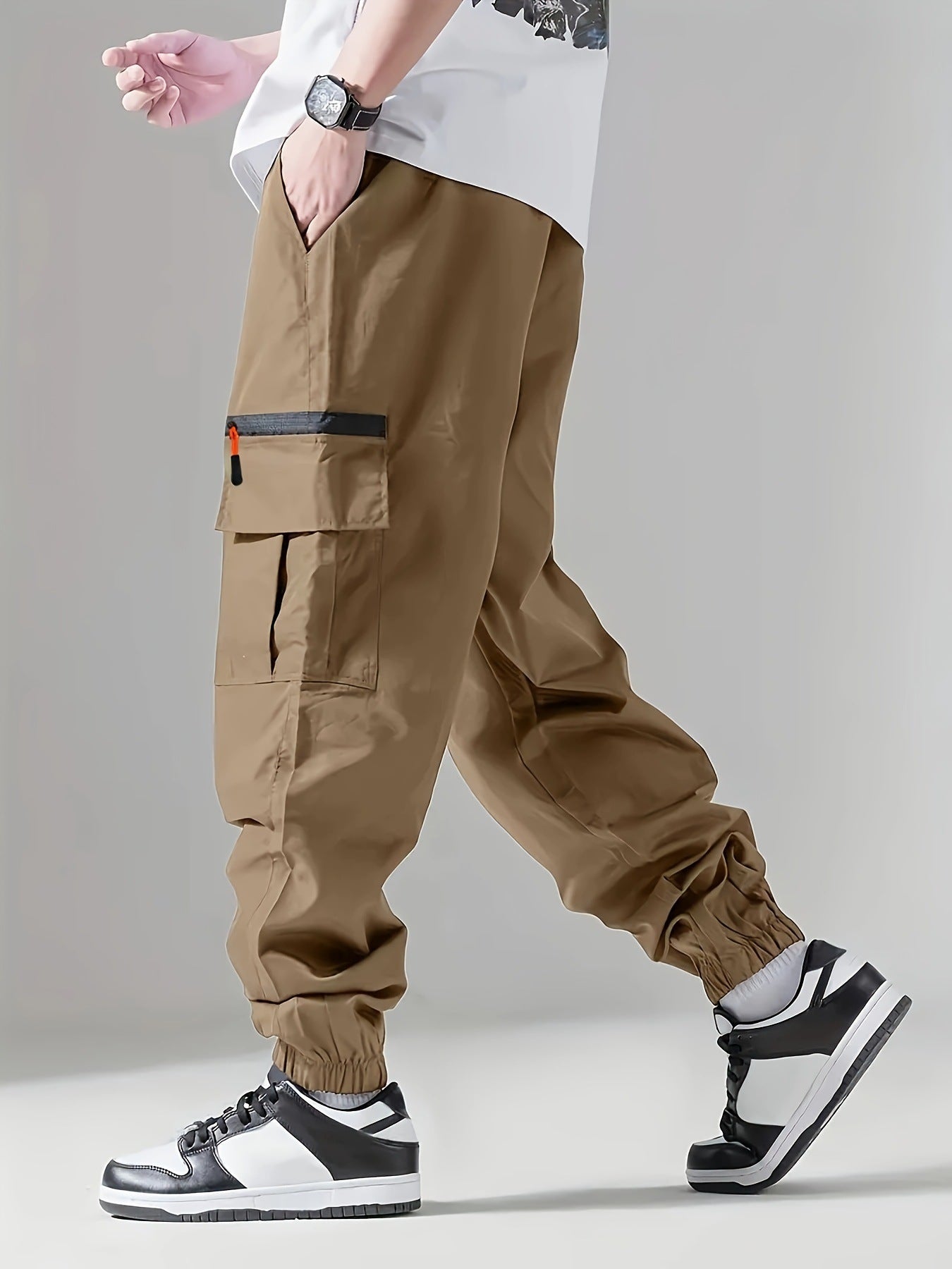 Herren Cargo-Hose Elastisch Bequem Hedi-Mode