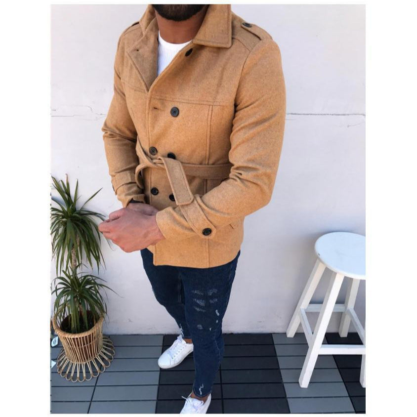Herren Designerjacke Modern mit Reißverschluss und Gürtel
