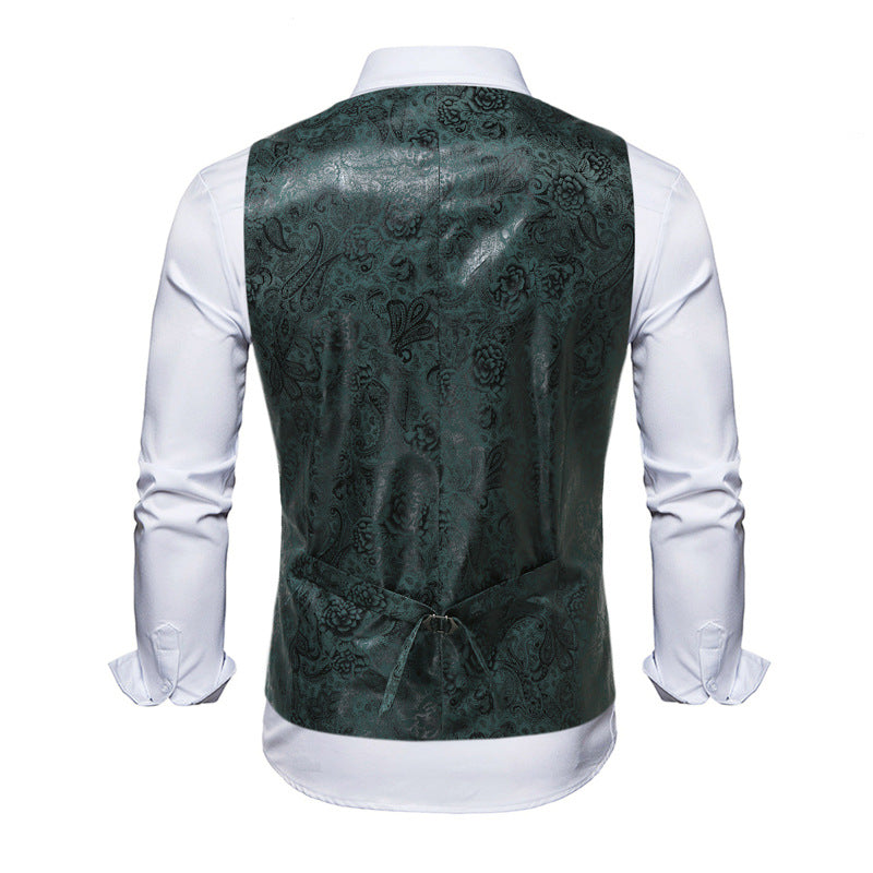 Herren Weste Elegant Floralmuster Doppelknopf Modern