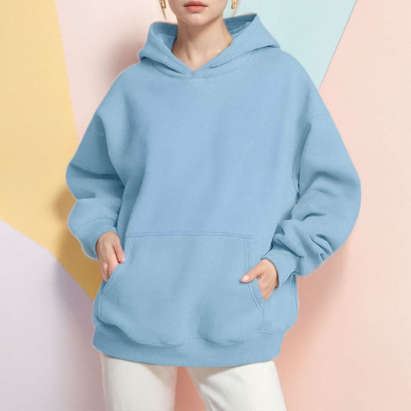 Damen Kapuzenpullover Weich Fleece Lockere Passform
