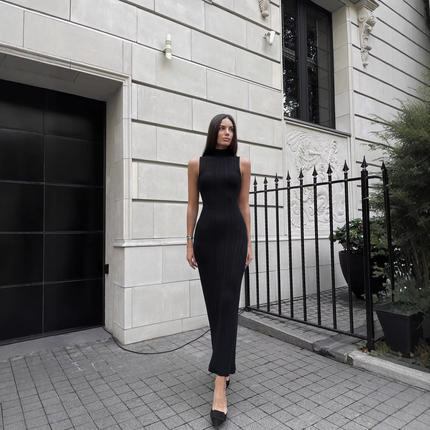 Damen Maxikleid Satin Elegant Enganliegend