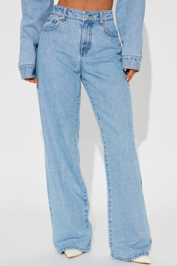 Hohe Damen Jeans Weite Flared High Waist