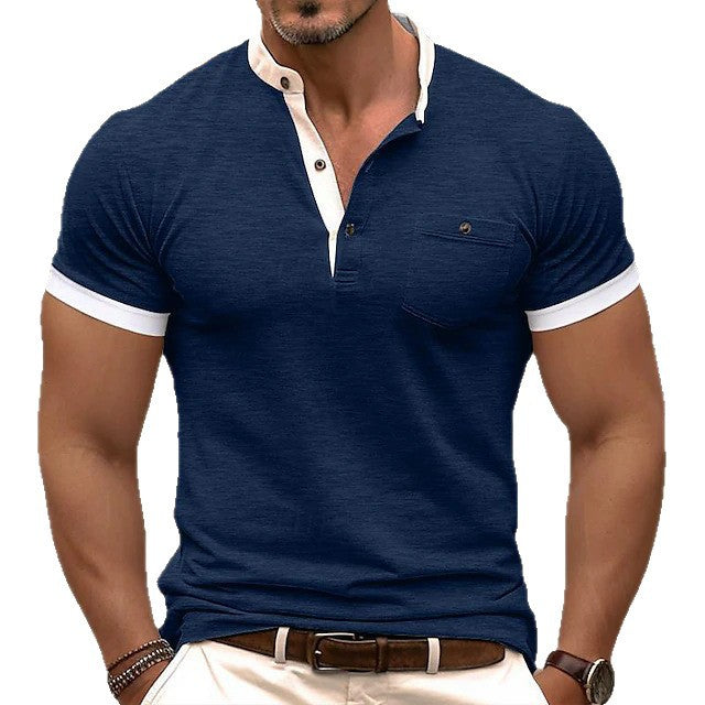 Herren Polo-Shirt Modern Kragen Brusttasche Sportlich
