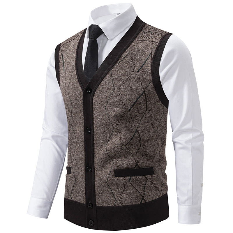 Herren Strickweste Modern mit Muster und Taschen