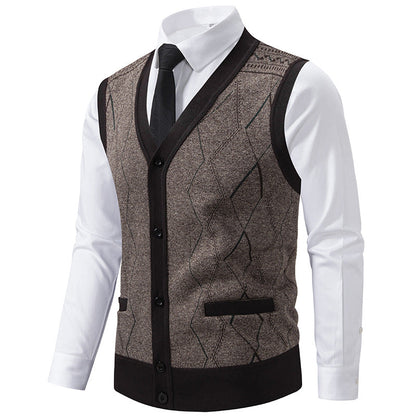 Herren Strickweste Modern mit Muster und Taschen