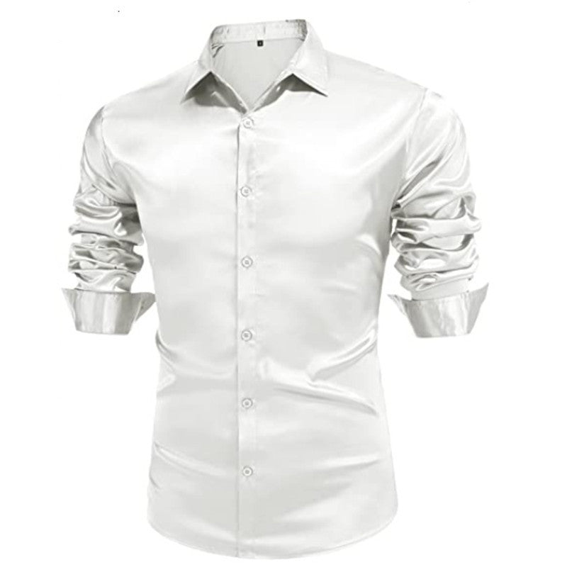 Herren Langarmhemd Elegant Modern mit Glanzfinish