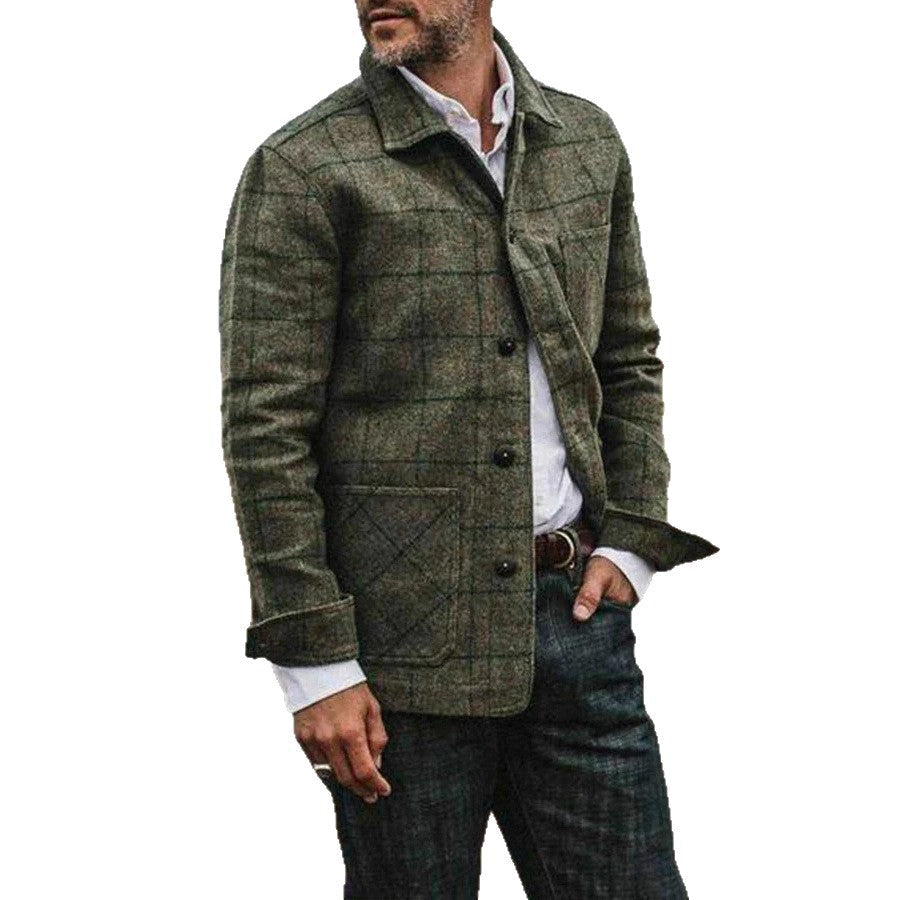 Herren Wolljacke Elegante Karo Zeitlos Modern
