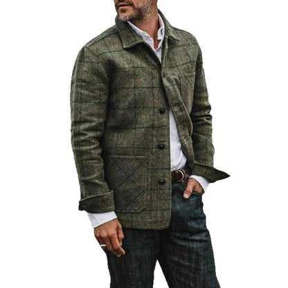Herren Wolljacke Elegante Karo Zeitlos Modern